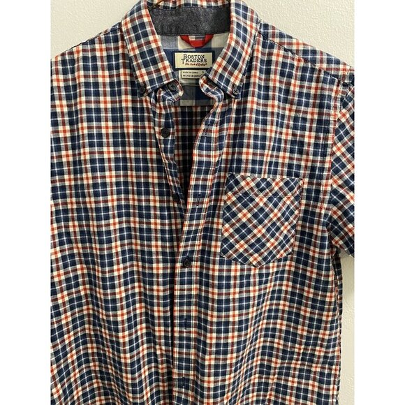 BOSTON TRADERS-MEN PLAID BUTTON DOWN SIZE SMALL-PERFECT CONDITION-RED BLUE WHITE - Picture 4 of 7